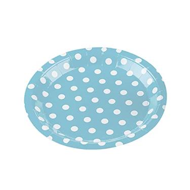 Imagem de Prato Papel Biodegradável Poá Azul Bebe - PCT 10 unidades