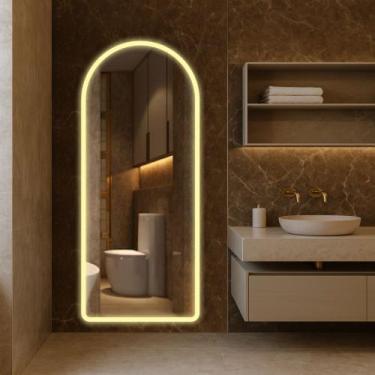 Imagem de Espelho Led Jateado Borda Infinita Luxo Decorativo Banheiro Quarto Sal