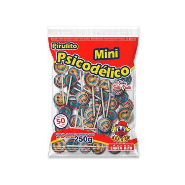 Imagem de Pirulito Mini Psicodélico Colorido Santa Rita Sabor Tutti Frutti Pacot