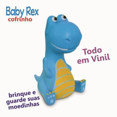 Imagem de Brinquedo de Dinossauro Cofre Tiranossauro Baby Rex Cofrinho Azul - Ad