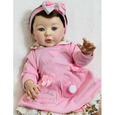 Imagem de Bebê Reborn Giovanna Realista Cabelo Fio a Fio Corpo Vinil Siliconado 