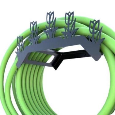 Imagem de Suporte Enrolador De Mangueira De Jardim Tulipa Preto - MetalCromo
