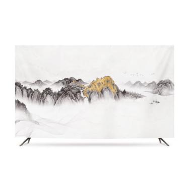 Imagem de Capa de TV Capa protetora contra poeira para monitor interno 32-80 polegadas LCD TV protetor de tela capas sala de estar quarto impressão simples decoração capa de exibição de TV-branco-2||47
