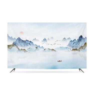 Imagem de Capa de TV Capa contra poeira para monitor interno de 32-80 polegadas Protetor de tela de TV LCD sala de estar quarto decoração de impressão simples capas de exibição de TV-branco-4||60 polegadas