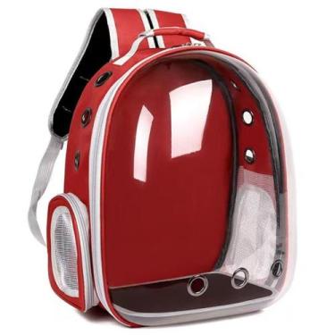 Imagem de Mochila Transporte Pet Visor Cápsula Panorâmico Lovely Vibe, Vermelho
