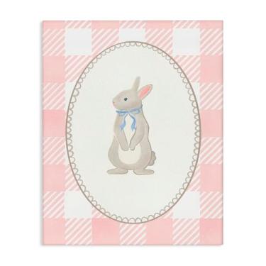 Imagem de Stupell Industries Arte de parede em tela de coelho guingão pastel macio, design por The Paper Curator, 76 x 61 cm