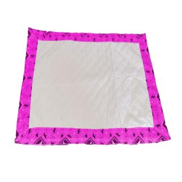 Imagem de Tapete Higiênico Pet Impermeável Lavável, Branco, Microfibra Matelada com Bordas Estampadas, Base Impermeável (Pink, Pequeno (50x70cm))