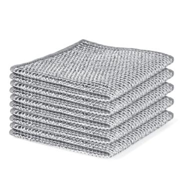 Imagem de 5 peças de pano de prato de arame antiarranhões, esfregão de malha de aço multiuso para cozinha - camada dupla atualizada para limpeza potente, reutilizável para lavar panelas, pias, pratos, fogões