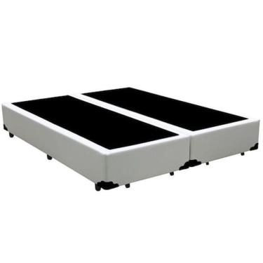 Imagem de Base Box Queen Bipartido Suede Branco 38x158x198