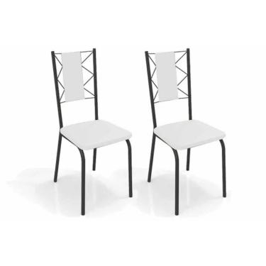 Imagem de Kit 2 Cadeiras Sala Jantar Lisboa 2c076prf Aço 2 Un Preto-ano Branco - Kappesberg