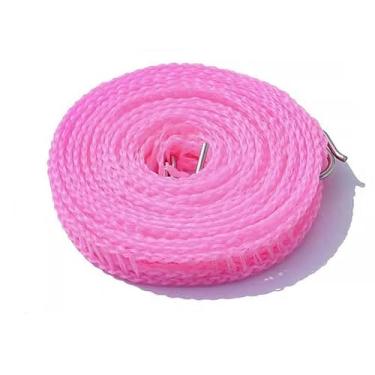 Imagem de Varal rosa à prova de vento com ganchos corda de secagem antiderrapante de nylon de 5 m para uso ao ar livre, pacote com 2