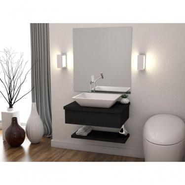 Imagem de Conjunto Bancada C-cuba Messina E Prateleira Metrópole 605 Nogal Preto ônix