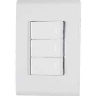 Imagem de Conjunto 4x2 Com 3 Interruptores Simples Tramontina Liz 10 A 250 V Branco