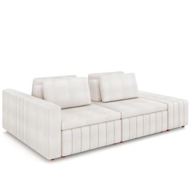 Imagem de Sofá Ilha E Puff Sala Living 285cm Siesta M22 Boucle Bege Claro - Mpozenato