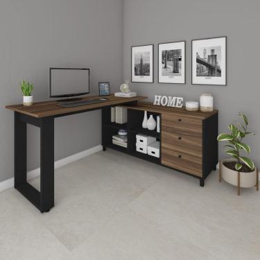 Imagem de Escrivaninha Multifuncional Em L - Next Ipê-preto