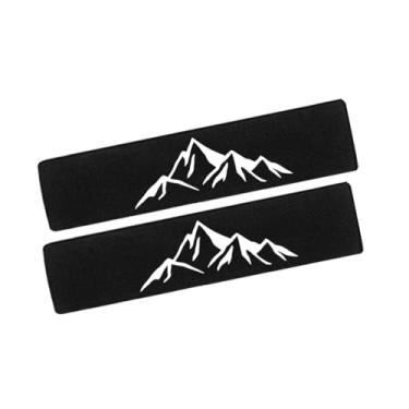 Imagem de LYUQAPZ 2 peças capas de cinto de segurança ombreiras compatíveis com montanhas, montanhas, montanhas, escaladas, caminhadas, explorar aventura, logotipo bordado, almofadas de cinto de segurança para