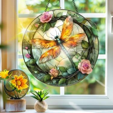 Imagem de Apanhador de sol de acrílico colorido, apanhadores de sol, decoração de janela suspensa de libélula, arte de parede de arco-íris, para sala de estar, quarto, varanda, interior, exterior, jardim