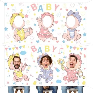 Imagem de Fundo de jogos de chá de bebê Feed Me Baby Shower Game Party Background Who is The Babys Daddy Games Banner Funny Bridal Party Activities Photo Booth Adereços para Recém-nascido Revelar Artigos de