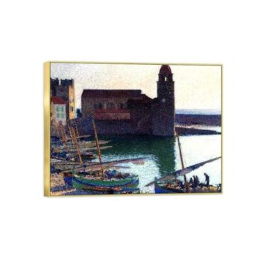 Imagem de BMZFYBS Famosa imagem de paisagem de arte de parede - impressões em tela-porta 2 - pintura de moldura dourada para sala de estar banheiro decoração de casa 80 x 105 cm 31 x 41 pol