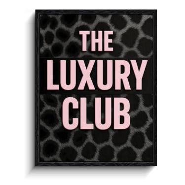 Imagem de Arte de parede com placa de clube de luxo, impressões de arte rosa modernas, decoração de parede extática para sala de estar quarto, pronto para pendurar 20 x 25 cm emoldurado