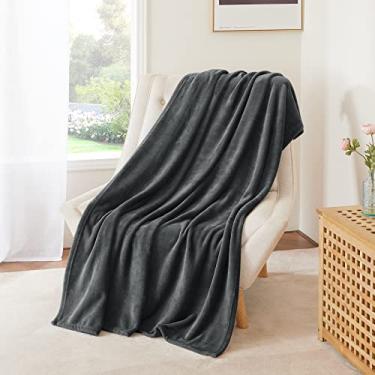 Imagem de Cobertor de lã cinza pequeno para sofá - Cobertores macios e macios macios de pelúcia leve para sofá, 71 x 101 cm