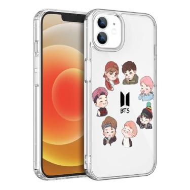 Imagem de WWDIYHOUSE Capa compatível com iPhone 11, capa transparente de TPU macio à prova de choque e design exclusivo para homens/mulheres/meninas/meninos (Fashion-BTS-5)