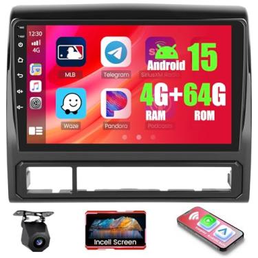 Imagem de Realdio Rádio veicular Android 15 de 4 + 64 GB para Toyota Tacoma 2005-2015 sem fio Carplay Android Auto, tela sensível ao toque de 9 polegadas 1280 x 720P estéreo para carro com WiFi, Bluetooth, GPS