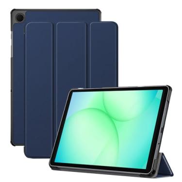 Imagem de Capa para tablet Samsung Galaxy Tab A11, capa KONXISA com suporte de três dobras, capa para tablet com couro PU premium e absorção magnética, resistente a arranhões e à prova de choque, azul