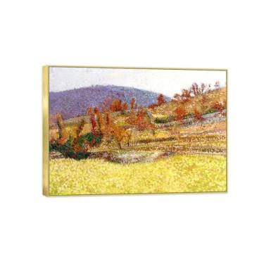 Imagem de Famosa imagem de paisagem de arte de parede - impressões em tela - caminho no outono - pintura moldura dourada para sala de estar banheiro decoração de casa 50 x 70 cm 20 x 27 pol