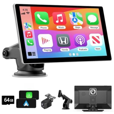 Imagem de Tela Carplay para carro, tela sensível ao toque de 22 cm, suporte estéreo portátil para carro, sem fio, Apple CarPlay/Android Auto/Miracast/Bluetooth/Siri/Navegação