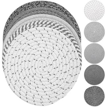 Imagem de Conjunto de tapetes para pratos quentes, 5 suportes de panela resistentes ao calor para cozinha, itens essenciais para casa, almofadas quentes antimanchas para panelas e frigideiras, decorações de