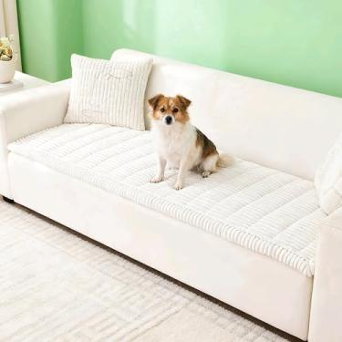 Imagem de Capa de sofá para animais de estimação, lavável, antiderrapante, protetor de sofá felpudo, para 3 almofadas, protetor de sofá que aceita animais de estimação, tapete de cachorro para sofás e sofás