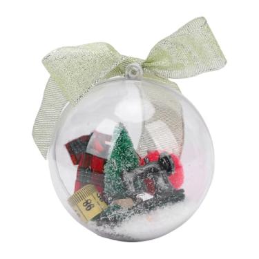 Imagem de Cffuvros pendurado globo de neve retro máquina de costura temático plástico feriado globo de neve ornamento para festa de árvore de natal decoração interior (UMA)