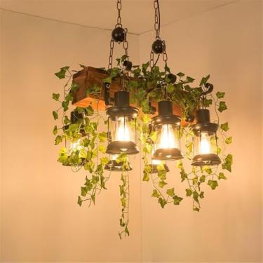 Imagem de Lustre Americano Pastoral LED Industrial Retrô Criativo Música Restaurante Bar Cafeteria Loja de Chá Loja de Roupas Decoração Plantas Verdes Luminária Pendente (ZA 6 Lâmpadas)
