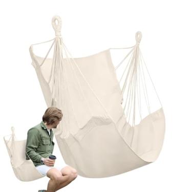 Imagem de Cadeira de rede – Cadeira de balanço de árvore para móveis de pátio – Capacidade máxima de peso de 150 kg, assento relaxante para acampamento, dormitório, varanda, quintal, varanda externa