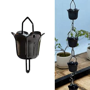 Imagem de WEBSID Calhas de desvio, corrente de chuva, corrente de calha para casa de família de templo villa, corrente de desvio de água da chuva para jardim externo, calhas de chuva funcionais e decorativas