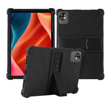 Imagem de Capa para tablet MENTUME K50 Android 15 de 10 polegadas, capa protetora de silicone macio, adequada para crianças, capa para tablet com suporte ajustável, 4 cantos, à prova de choque, preta