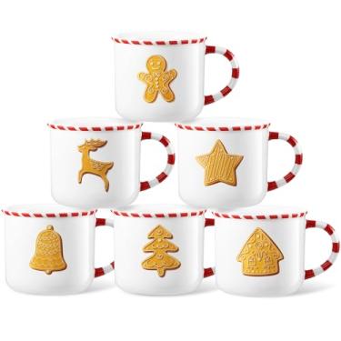 Imagem de Vesici Conjunto de 6 canecas de Natal de 293 ml, caneca de café de cerâmica com alça de bengala doce, caneca de cacau quente, presente para chocolate quente, café, férias, manhãs de inverno, presente