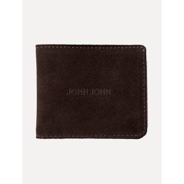 Imagem de Carteira John John Masculina Couro JJ Suede Marrom Escuro-Masculino