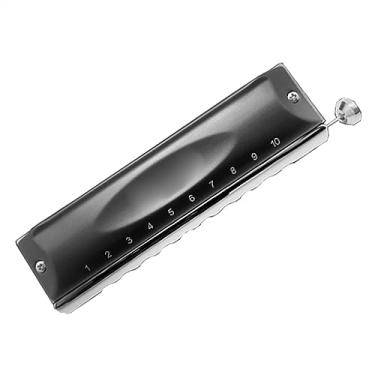 Imagem de Gaita cromática 10 furos chave C sem válvulas pente ABS capa de aço inoxidável instrumentos de gaita (cor: 01)