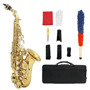 Imagem de Saxofone profissional saxofone soprano B Flat Treble Small Elbow Brass Sax Beginners Kit (Cor: Dourado)