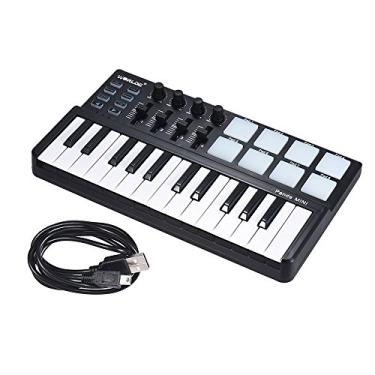 Imagem de ZJchao Controlador de Teclado MIDI USB de 25 Teclas, 8 Gatilhos Retroiluminados, 4 Botões de Controle, 4 Controles Deslizantes Com Teclas Sensíveis à Velocidade, para Windows, Mac OS