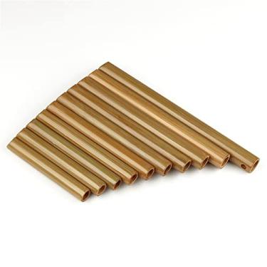 Imagem de Flauta Pan 10 tubos de bambu natural instrumento de sopro panpipe chave G flauta panela artesanal