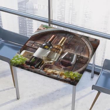 Imagem de hongjinglin Toalha de mesa quadrada para uso externo com borda elástica, toalha de mesa quadrada limpável vintage para decoração de cozinha de 117 x 117 cm