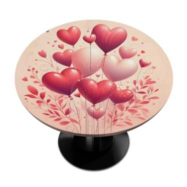 Imagem de hongjinglin Toalha de mesa redonda com borda elástica para dia dos namorados toalha de mesa redonda limpa para ambientes internos e externos, pátio, jantar, cozinha, festival, decoração para mesas de