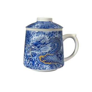 Imagem de Xícaras de chá de cerâmica, canecas de infusor de chá, xícara de chá com infusor e tampa, com filtros e tampas, brilhante e colorido para fazer chá, café e outras bebidas, com uma capacidade de cerca