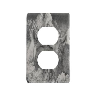 Imagem de Blueangle Placa de parede Wolf Duplex Outlets, tamanho padrão, placas de cobertura de tomada elétrica de 1 gangue para decoração de quarto de escritório em casa, 4,53 x 2,76 polegadas (680)