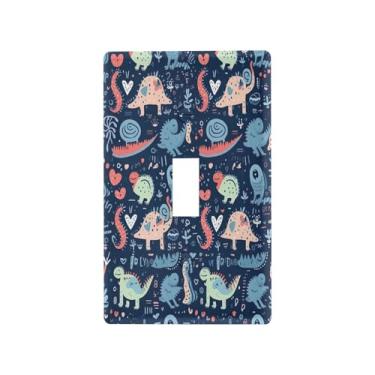 Imagem de Blueangle Capa para placa de parede para interruptor de luz - capa decorativa para interruptor de luz de dinossauros de desenho animado colorido placa de parede, tamanho 1 - gangue 4,53 x 2,76