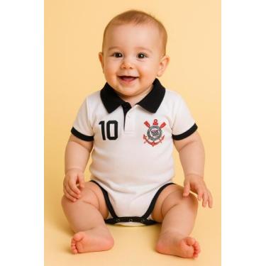 Imagem de Body Bori Bebê Infantil Camisa Polo Corinthians Oficial Torcida Baby, 