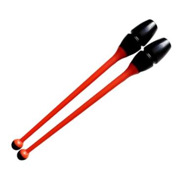 Imagem de Colaxi Conjunto de 2 bastões de ginástica artística para crianças e adultos, com 41 cm de comprimento, ideais para treinamento rítmico, Laranja